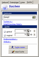 Screenshot Suchen-Tab